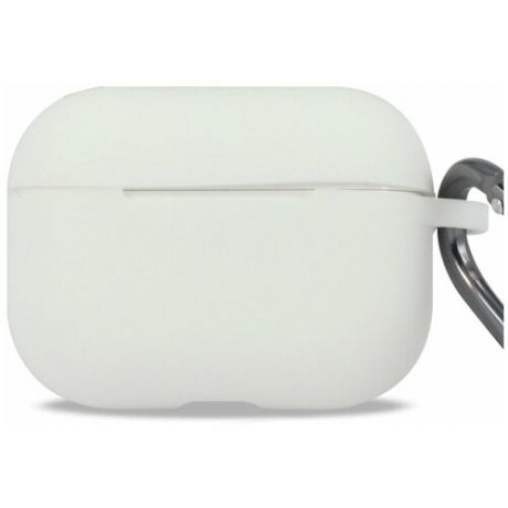 Матовый чехол для Apple AirPods Pro с карабином / Силиконовый кейс для беспроводных наушников Эпл Аирподс Про противоударный (White)