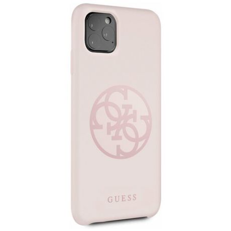 Чехол Guess для iPhone 11 Pro Max Silicone collection 4G logo Hard Light pink