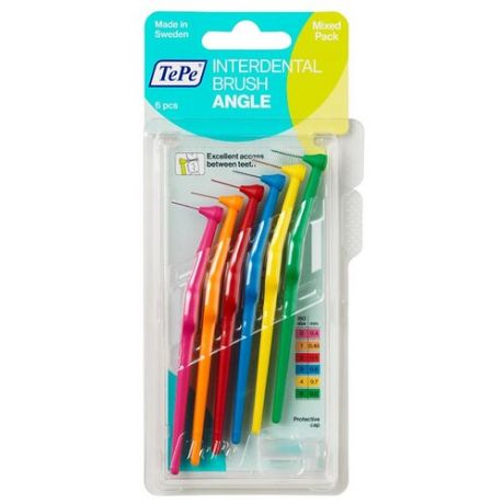 Зубной ершик TePe Angle Mix, разноцветный, 6 шт.