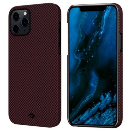 Чехол Pitaka MagEZ Case для iPhone 12/12 Pro 6.1", черно- красный (шахматное плетение), кевлар