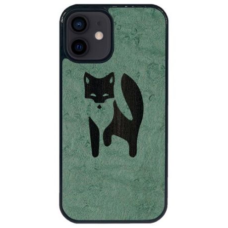 Чехол Timber&Cases для Apple iPhone 12 Mini, TPU, WILD collection - Хитрость леса/Лиса (Клен птичий глаз - Эвкалипт)