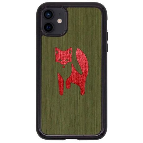 Чехол Timber&Cases для Apple iPhone 11, TPU, WILD collection - Хитрость леса/Лиса (Зеленый - Красный Кото)