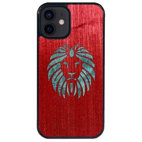 Чехол Timber&Cases для Apple iPhone 12 Mini, TPU, WILD collection - Царь зверей/Лев (Красный Кото - Клен птичий глаз)
