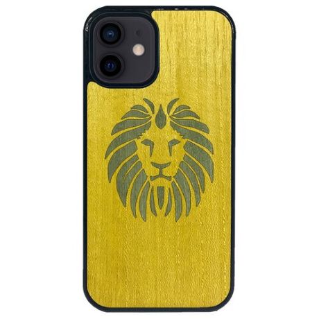 Чехол Timber&Cases для Apple iPhone 12 Mini, TPU, WILD collection - Царь зверей/Лев (Желтый - Зеленый Кото)