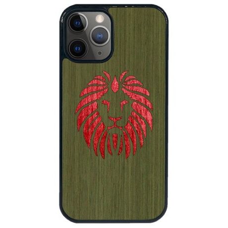 Чехол Timber&Cases для Apple iPhone 12 Pro Max, TPU, WILD collection - Царь зверей/Лев (Зеленый - Красный Кото)