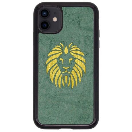 Чехол Timber&Cases для Apple iPhone 11, TPU, WILD collection - Царь зверей/Лев (Клен птичий глаз - Желтый Кото)