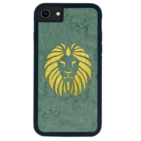 Чехол Timber&Cases для Apple iPhone SE 2020/7/8, TPU, WILD collection - Царь зверей/Лев (Клен птичий глаз - Желтый Кото)
