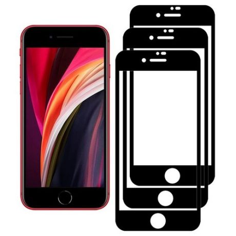 Комплект 2 стекла + 1 в подарок Full Glue Premium Krutoff для iPhone SE 2020 черное