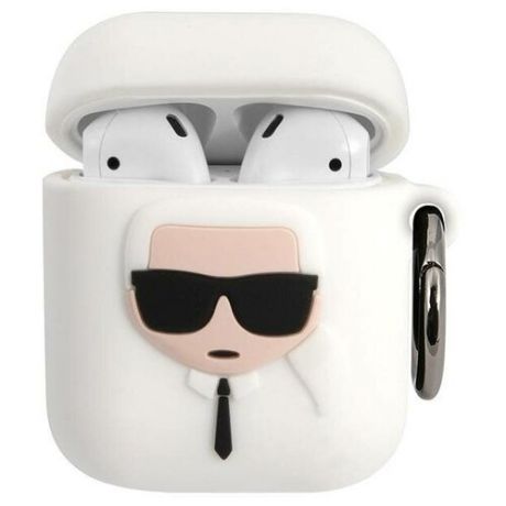 Чехол Karl Lagerfeld Silicone с кольцом для Airpods, белый