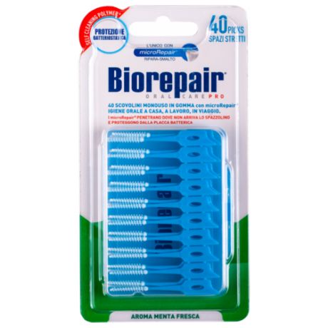 Зубной ершик Biorepair для узких межзубных промежутков, голубой, 40 шт.