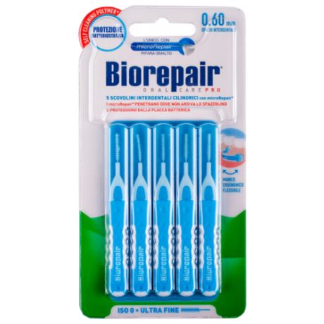 Зубной ершик Biorepair Interdental Cylindric 0.6 mm, белый/голубой, 5 шт.