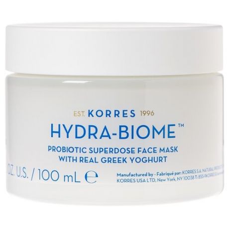 Korres йогурт Увлажняющая маска для лица с йогуртом и пробиотиками hydra- biome 100 мл