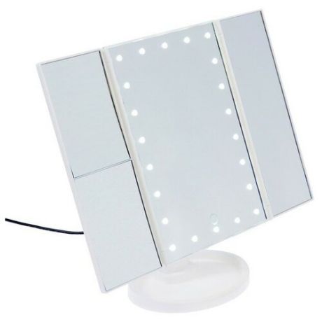 Зеркало LuazON KZ-07, подсветка, 30×18×7 см, 22 диода, 4хААА, сенсорная кнопка, белое 3531967