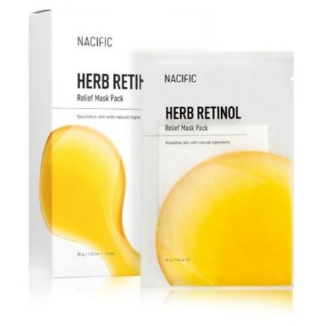 Nacific Herb Retinol Relief Mask Pack Тканевая маска антивозрастная, 5шт.