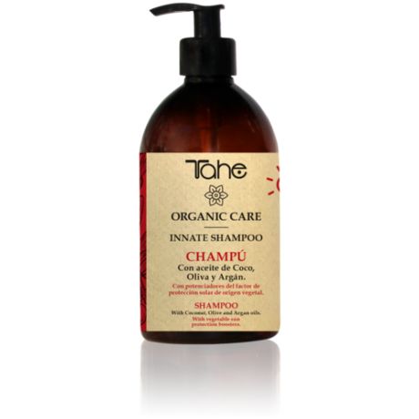 Tahe ORGANIC CARE SOLAR-INNATE SHAMPOO Солнцезащитный бессульфатный шампунь для волос с маслом кокоса, оливок и арганы 300 мл.