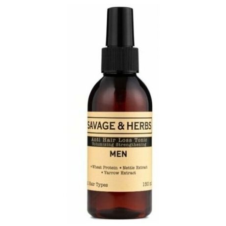 Тоник спрей против выпадения волос мужской безсульфатный Savage&Herbs, натуральное бессульфатное средство увлажняющее, объем и блеск, на подарок,