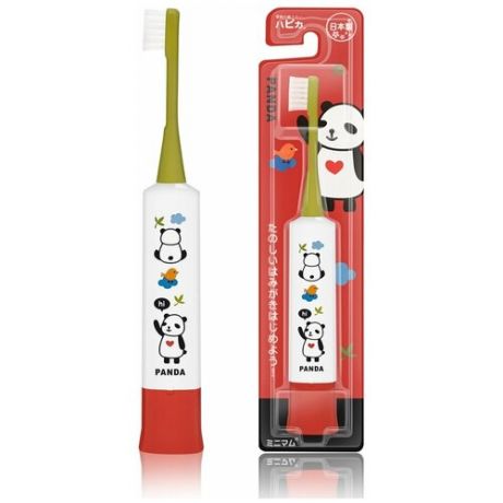 Hapica / Детская электрическая звуковая зубная щётка DBK-5GWR Panda 3-10 лет Цвет корпуса: белый и красный. Мягкие щетинки Япония