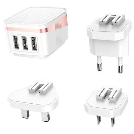 Универсальное сетевое зарядное устройство Hoco C83 Detachable pin charger US/EU/UK Белый