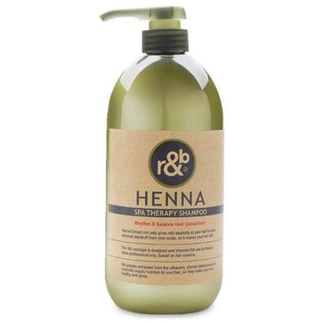 R&B Шампунь для поврежденных волос с экстрактом хны Henna Spa Therapy Shampoo, 1000 мл