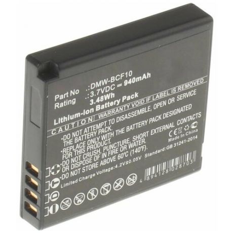 Аккумулятор iBatt iB-B1-F220 940mAh для Panasonic DMW-BCF10E, DMW-BCF10, CGA-S009,