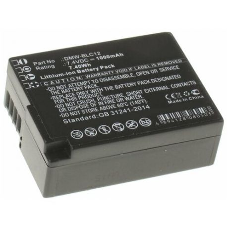 Аккумулятор iBatt iB-U1-F224 1000mAh для Leica V-Lux 4, Q, для Panasonic Lumix DMC-FZ1000, Lumix DMC-G6, Lumix DMC-FZ200, Lumix DMC-GH2, Lumix DMC-FZ200K, Lumix DMC-GH2K, Lumix DMC-GH2S,