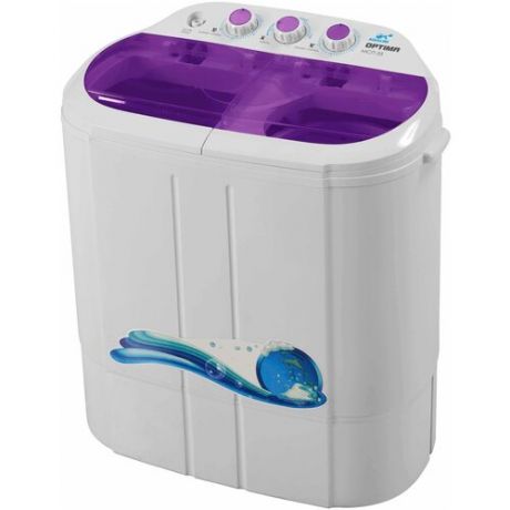 Активаторная стиральная машина Optima МСП-35 (белая крышка с фиолетовыми окнами), белый