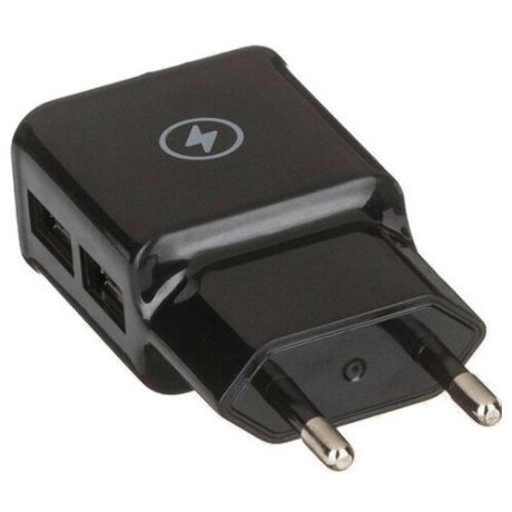 Зарядное устройство сетевое (220 В), RED LINE NT-2A, кабель microUSB 1 м, 2 порта USB, выходной ток 2,1 А, черное, УТ000012253