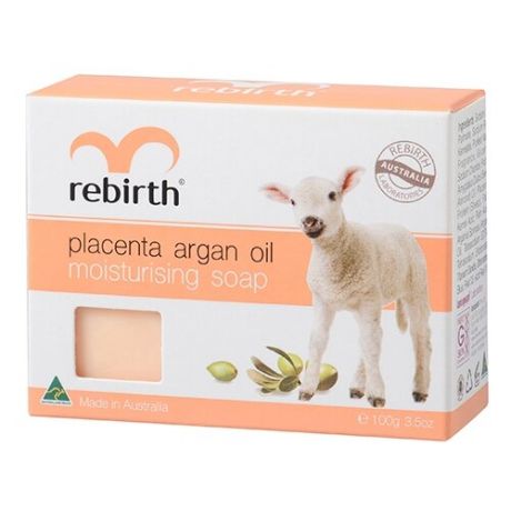 Rebirth Мыло кусковое увлажняющее на основе экстракта плаценты и арганового масла, 100 г