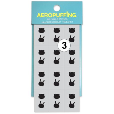 Aeropuffing, многоразовый силиконовый трафарет для ногтей №3 (зверушки)