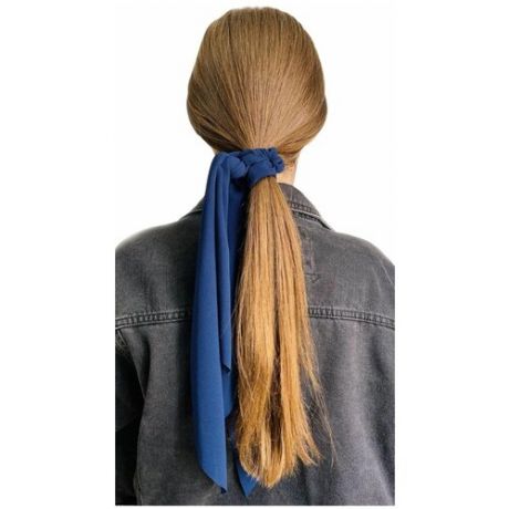 Итальянская резинка для волос Твилли , резинка лента , шифон синяя