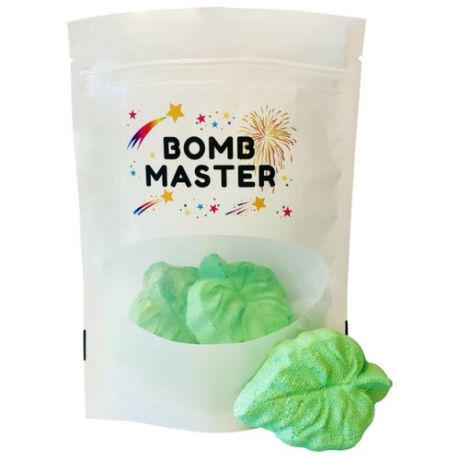 Набор 3 фигурных бурлящих бомбочки для ванн гейзер "Листочек" Bomb Master, зеленый, 140 г.
