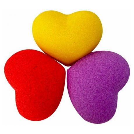 Набор бомбочек для ванн (бурлящий шар) "Сердца Разноцветные" 3 шт по 130 гр., гейзер 390 гр.