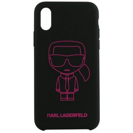 Чехол Lagerfeld для iPhone XS Max Liquid silicone Ikonik outlines Hard Black/Pink