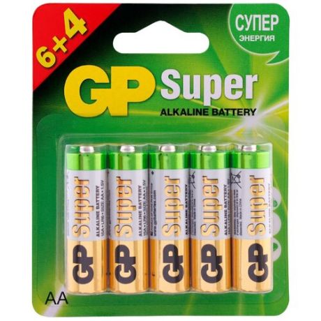 Набор батареек GP Super Alkaline типоразмера АА (LR6), 10 шт
