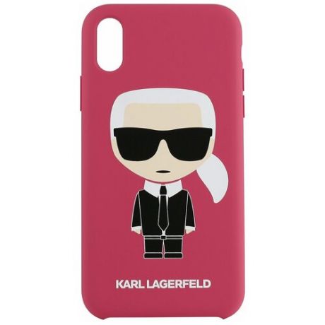 Чехол Lagerfeld для iPhone X/XS Liquid silicone Iconic Karl Hard Fuchsia