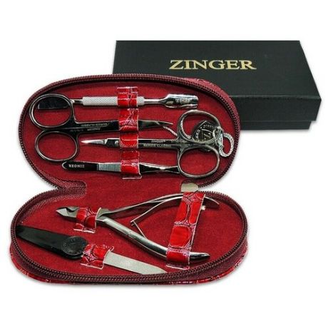 Маникюрный набор Zinger 7104 S, на молнии, 6 предметов (овал)