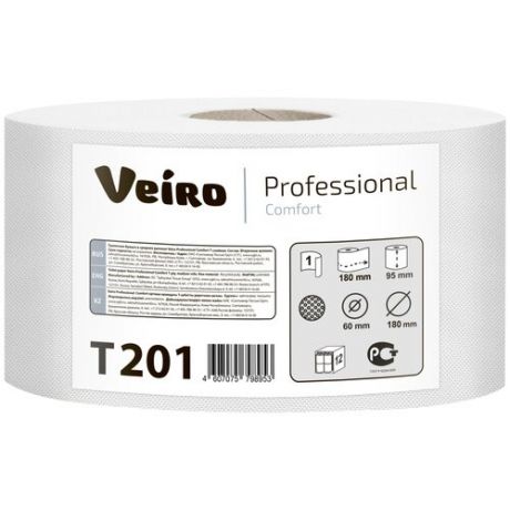 Туалетная бумага Veiro Professional Comfort T201 белая однослойная 12 рул.
