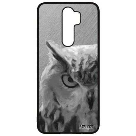 Красивый чехол на смартфон // Xiaomi Redmi Note 8 Pro // "Сова" Хищник Животные, Utaupia, серый