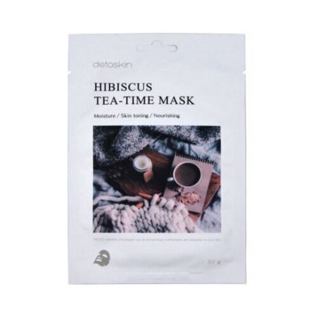 Detoskin Hibiscus Tea-Time Mask Тканевая маска с гибискусом, 5шт.