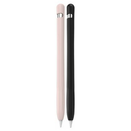 Комплект чехлов Deppa для стилуса Apple Pencil 1, силикон, 2штчерный/розовый