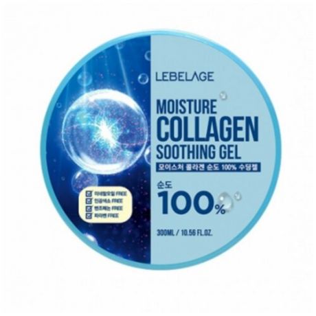 Lebelage Гель для тела Moisture Collagen 100% Soothing Gel универсальный с экстрактом коллагена, 300 мл