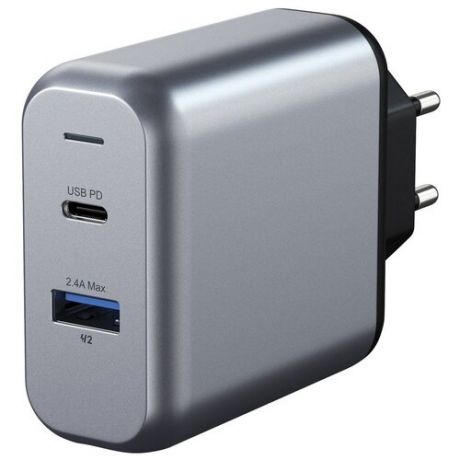 Сетевое зарядное устройство Satechi 30W Dual-Port Wall Charger, space gray