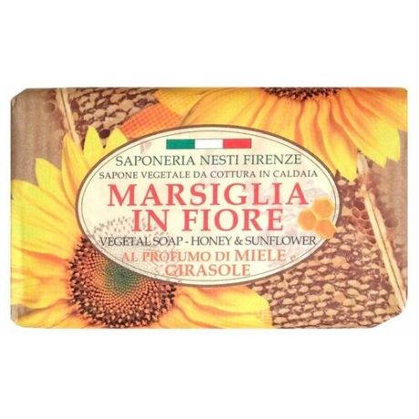 Nesti Dante Мыло кусковое Marsiglia in fiore Honey and Sunflower, 125 г