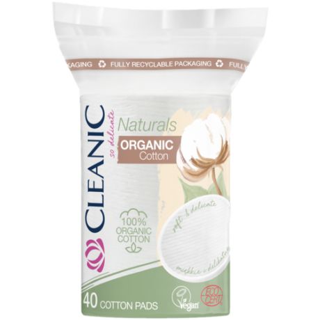 Ватные диски Cleanic Naturals Organic Cotton, 40 шт.