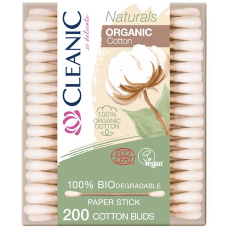 Ватные палочки Cleanic Naturals Organic Cotton, 200 шт.