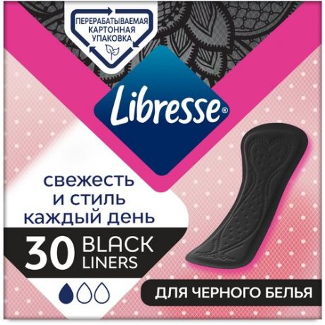 Libresse прокладки ежедневные Dailies Style Black Liners, 1 капля, 30 шт.