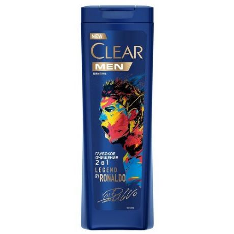 Clear шампунь для волос 2 в 1 Legend by Ronaldo для мужчин Глубокое очищение, 400 мл