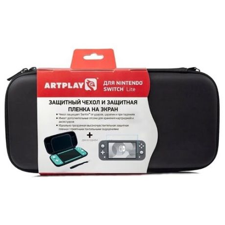 Artplays Чехол и защитная плёнка для консоли Nintendo Switch Lite (NSL-B03) черный
