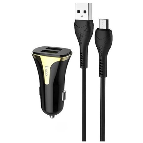 Автомобильное зарядное устройство Hoco Z31 Universe + кабель microUSB, white