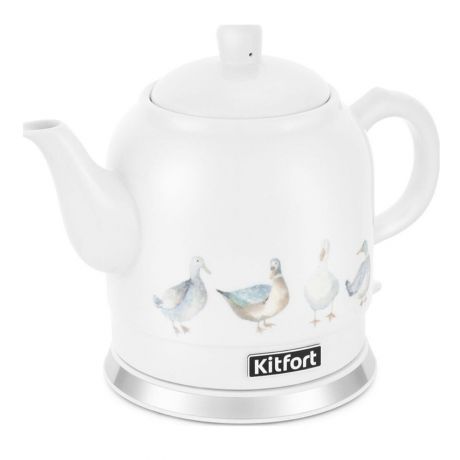 Чайник электрический Kitfort, белый с рисунком, КТ-691-2